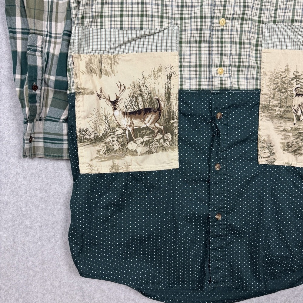 LL Bean Signature Slim Fit LT Deer Patchwork Plaid Cotton Button-Up Shirt Farm - Picture 3 of 16